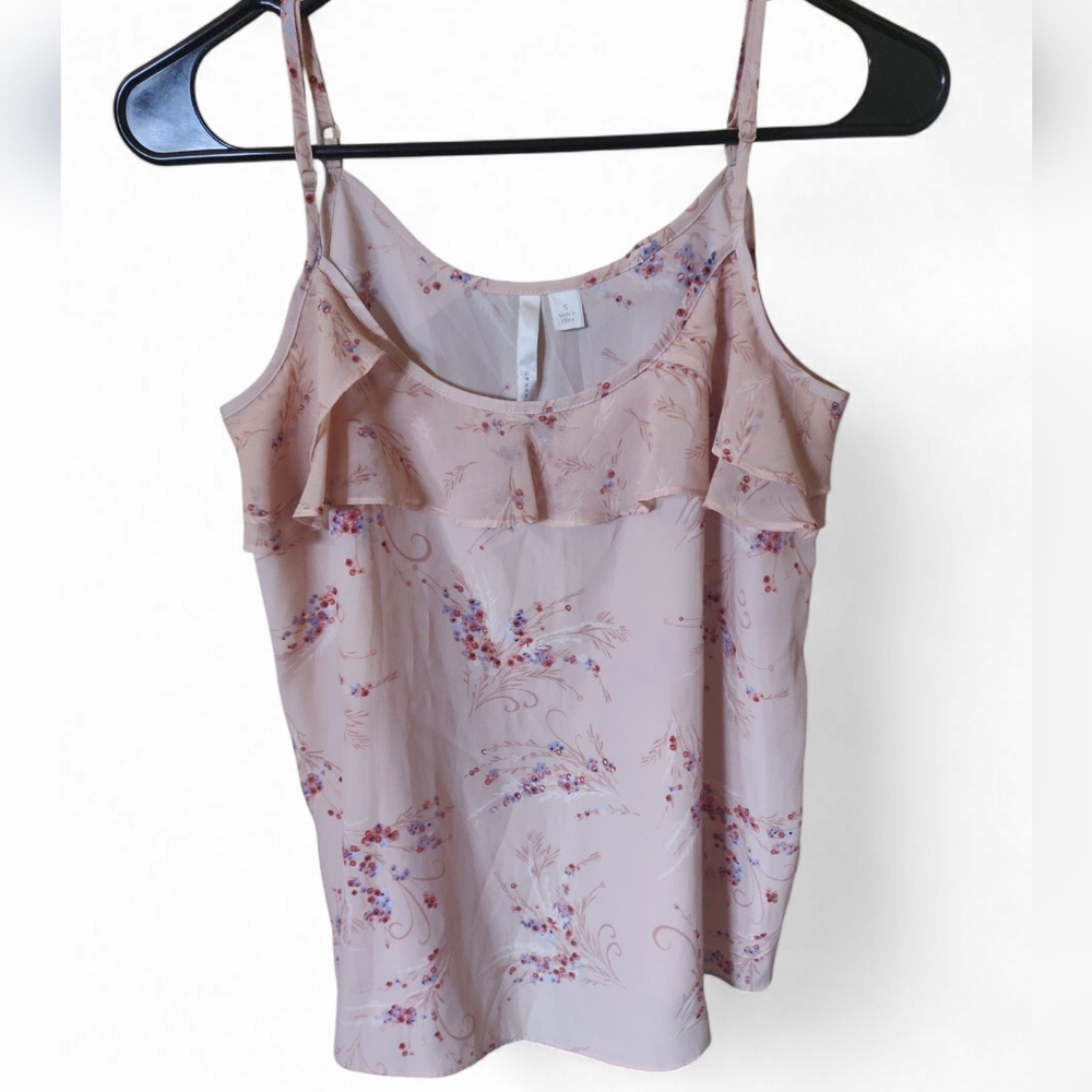 LC Lauren Conrad Pink Ruffled Sleeveless Camisole